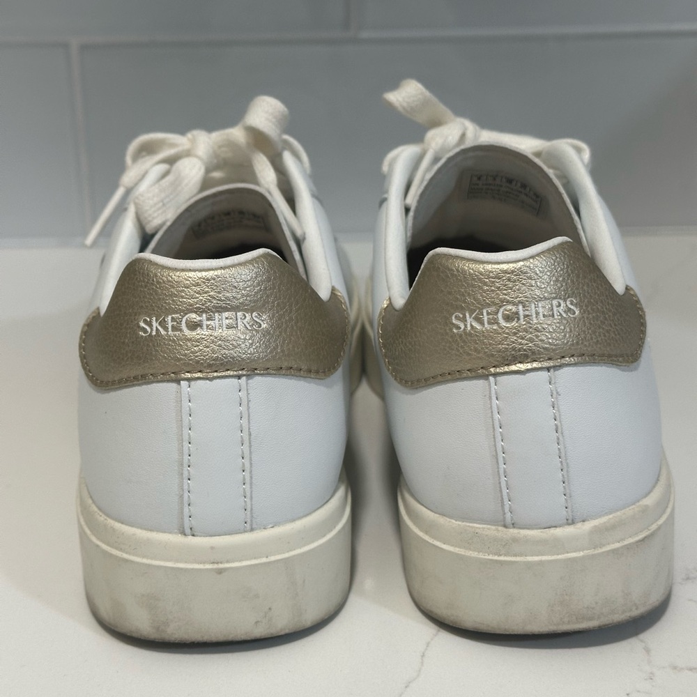 Skechers Womens Court Classics Eden LX-Beaming Glory White/Gold Shoe Size 8 - Picture 4 of 11
